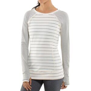 Lululemon Full Tilt Long Sleeves Slalom Stripe Angel Wing Top Black White 6